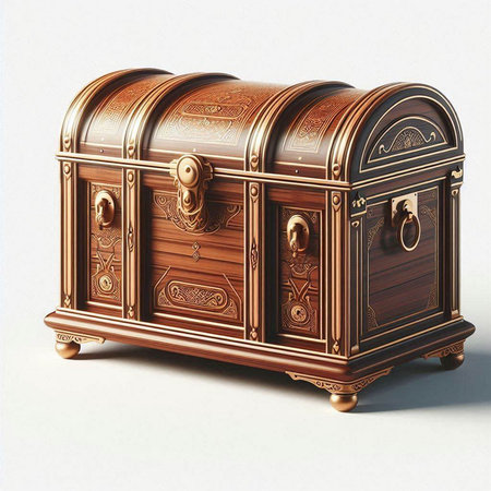 Vintage wooden chest on a white background. 3d rendering.のイラスト素材