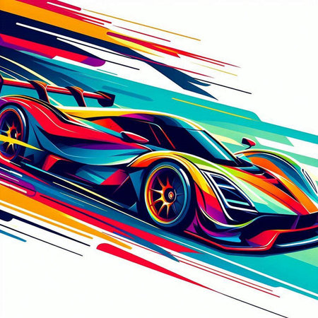 abstract racing car with speed lines, vector illustration eps10のイラスト素材