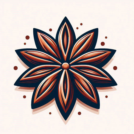 Illustration of an indian star anise on a white backgroundのイラスト素材