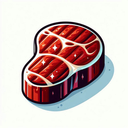 Illustration of a piece of raw beef on a white background.のイラスト素材