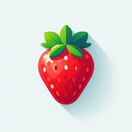 Strawberry. Vector illustration, flat style. Isolated on white background.のイラスト素材