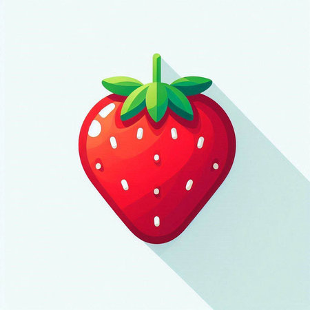Strawberry icon, vector illustration. Flat design style with long shadow.のイラスト素材