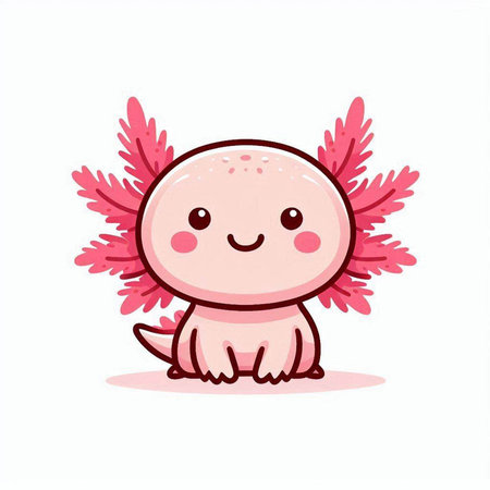 Cute pink kawaii monster isolated on white background. Vector illustration.のイラスト素材