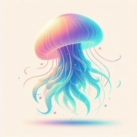 Colorful jellyfish on a light background. Vector illustration. Eps 10のイラスト素材