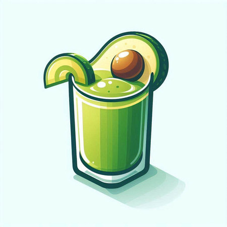 Avocado smoothie in a glass, vector illustration, eps10のイラスト素材