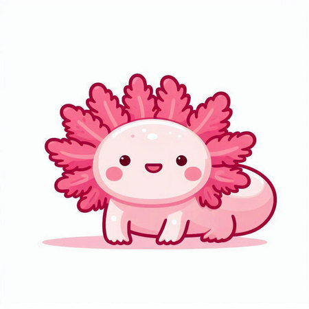 Cute pink lion on white background. Vector illustration in cartoon style.のイラスト素材
