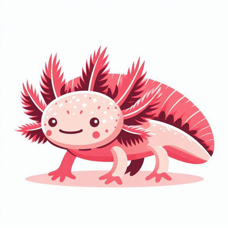 Cartoon cute pink lizard isolated on white background. Vector illustration.のイラスト素材