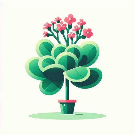 Flower in a pot. Vector illustration. Isolated on white background.のイラスト素材