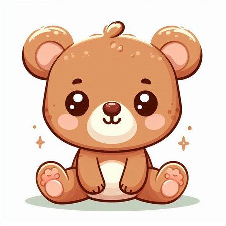 Cute cartoon teddy bear sitting on white background. Vector illustration.のイラスト素材