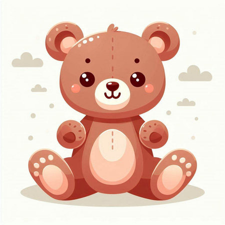 Cute cartoon teddy bear on white background. Vector illustration.のイラスト素材