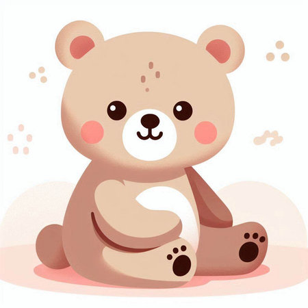 Cute bear sitting on the ground. Vector illustration in cartoon style.のイラスト素材