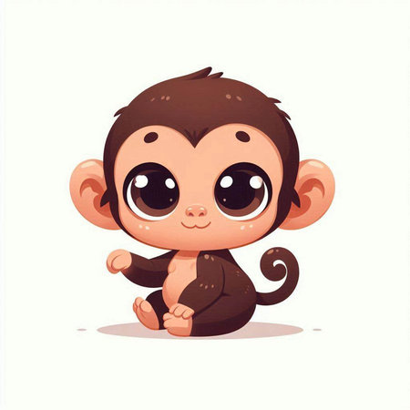 Cute cartoon monkey. Vector illustration of a cute little monkey.のイラスト素材