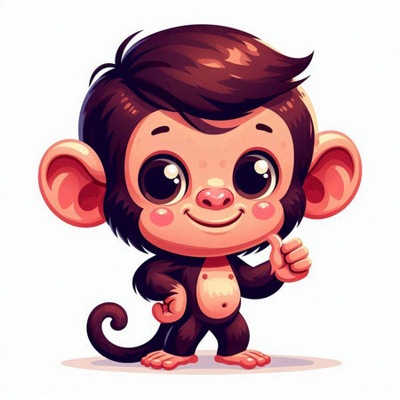 Cute cartoon monkey. Vector illustration isolated on a white background.のイラスト素材