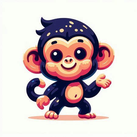 Cute cartoon monkey. Vector illustration isolated on a white background.のイラスト素材