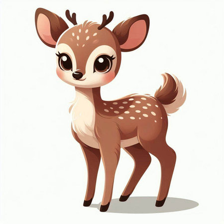 Cute little deer isolated on white background. Vector cartoon illustration.のイラスト素材