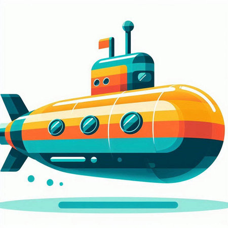 Submarine. Vector illustration. Isolated on a white background.のイラスト素材