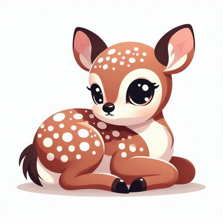 Cute little deer on a white background. Vector cartoon illustration.のイラスト素材