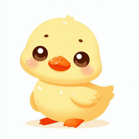 Cute cartoon baby duckling isolated on white background. Vector illustration.のイラスト素材