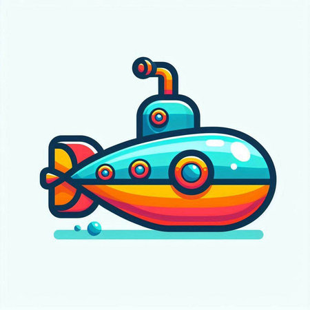 Cartoon submarine icon. Vector illustration of a colorful cartoon submarine.のイラスト素材