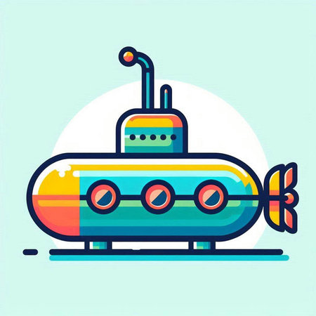 Submarine icon. Vector illustration of a submarine in cartoon style.のイラスト素材