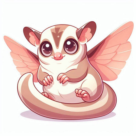 Cute cartoon sugar glider. Vector illustration on white background.のイラスト素材