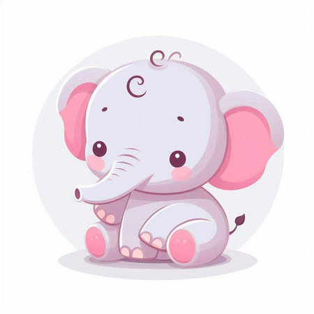 Cute cartoon elephant. Vector illustration isolated on a white background.のイラスト素材