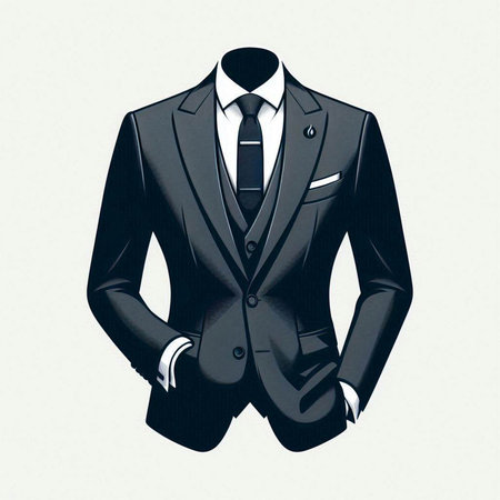Tuxedo. Vector illustration of a man in black suit.のイラスト素材