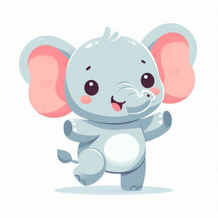 Cute cartoon elephant. Vector illustration isolated on a white background.のイラスト素材