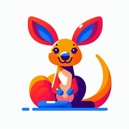 Cute kangaroo cartoon character. Vector illustration in flat styleのイラスト素材