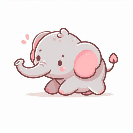 Cute cartoon elephant. Vector illustration isolated on a white background.のイラスト素材