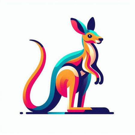 Kangaroo vector illustration. Colorful kangaroo isolated on white background.のイラスト素材