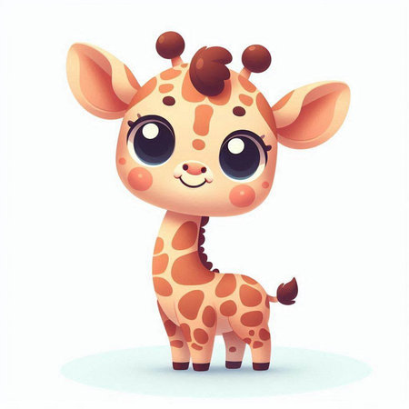 Cute cartoon giraffe isolated on white background. Vector illustration.のイラスト素材