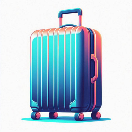 Suitcase on wheels. 3d render illustration isolated on white backgroundのイラスト素材