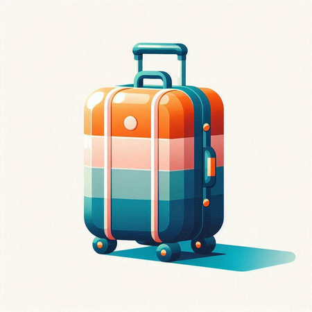Suitcase with wheels. Vector illustration of a travel bag.のイラスト素材