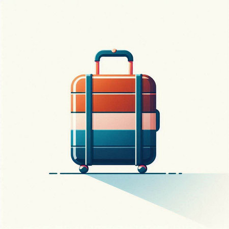 Suitcase on wheels on a light background. Vector illustration.のイラスト素材