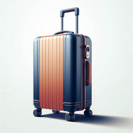 Suitcase on wheels on a light background. 3d renderingのイラスト素材