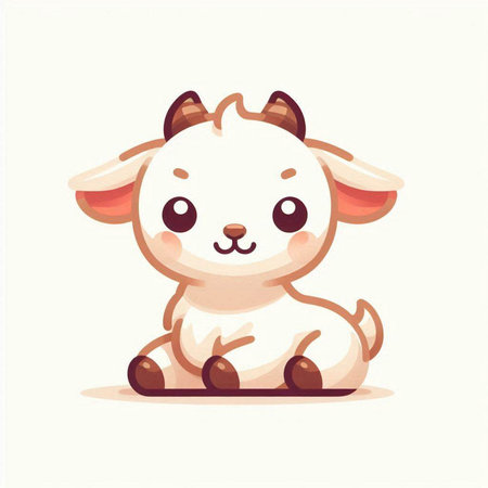 Cute cartoon goat. Vector illustration of a cute little goat.のイラスト素材
