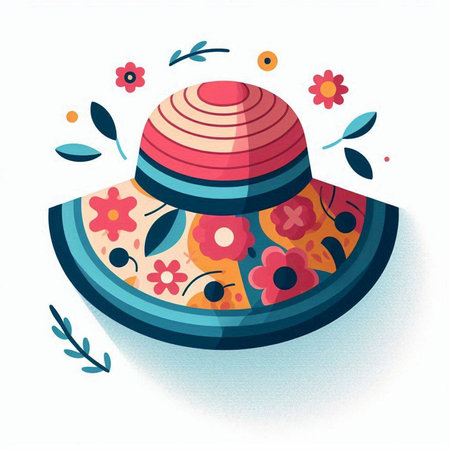 Mexican hat with floral ornament. Vector illustration in cartoon style.のイラスト素材