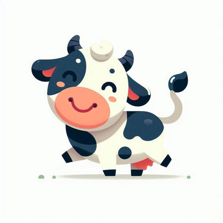 Cute cartoon cow isolated on a white background. Vector illustration.のイラスト素材