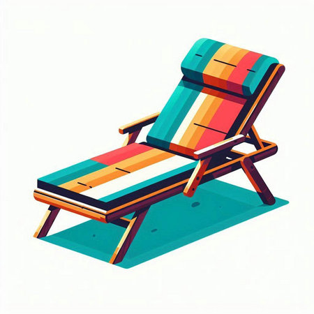 Beach chair isolated on white background. Vector illustration in cartoon style.のイラスト素材