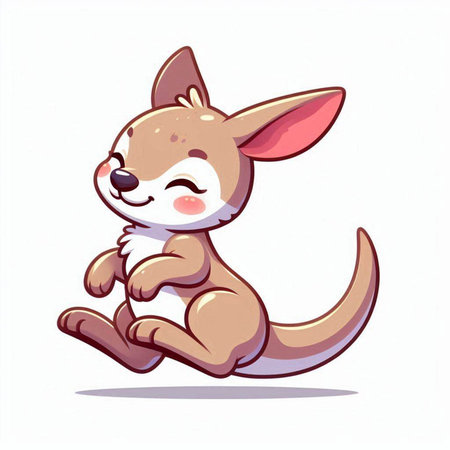 Kangaroo cartoon vector illustration. Cute kangaroo character.のイラスト素材