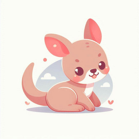 Kangaroo. Cute cartoon kangaroo. Vector illustration.のイラスト素材