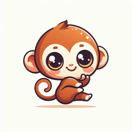 Cute cartoon monkey. Vector illustration isolated on a white background.のイラスト素材