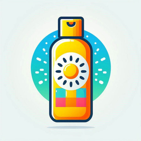 Sunblock bottle icon. Flat vector illustration for web and mobile applications.のイラスト素材