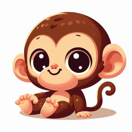 Cute cartoon monkey isolated on a white background. Vector illustration.のイラスト素材