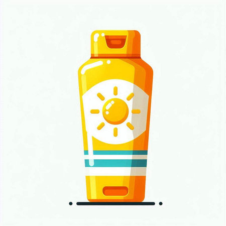 Sunscreen bottle icon. Flat vector illustration of sunscreen cream bottle.のイラスト素材
