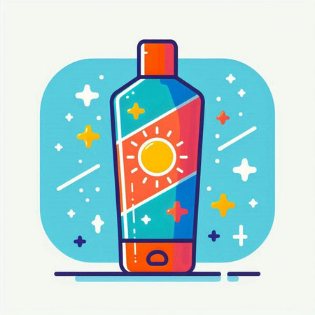 Sunscreen bottle icon in flat style. Vector illustration of sunscreen.のイラスト素材