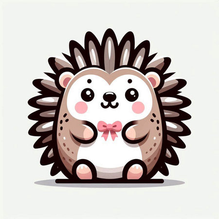 Cute hedgehog with bow. Cartoon character. Vector illustration.のイラスト素材