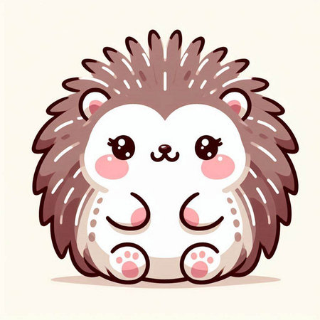 Cute cartoon hedgehog on a light background. Vector illustration.のイラスト素材