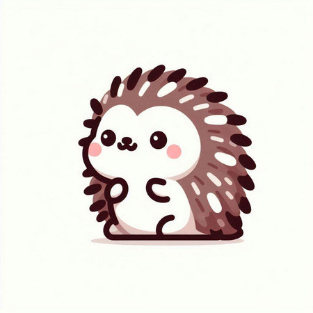 Cute cartoon hedgehog. Vector illustration isolated on white background.のイラスト素材